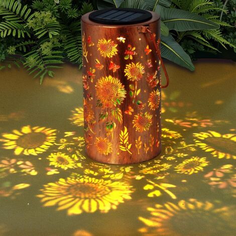 1 Lanterne Solaire Tournesol,Métal Creux,IP44 Étanche,Jardin,Terrasse,Pelouse