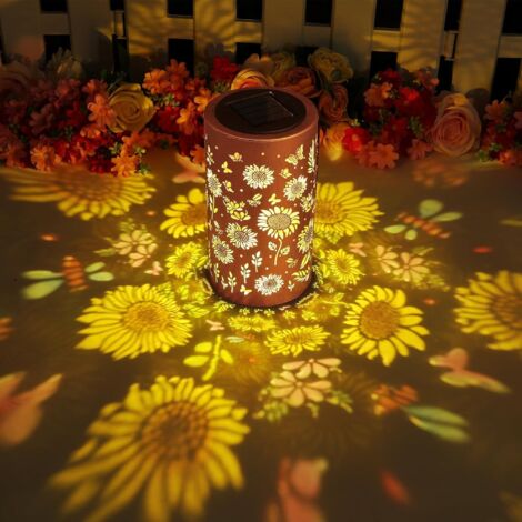 1 Lanterne Solaire Tournesol,Métal Rétro,IP65 Imperméable,Jardin Patio Déco