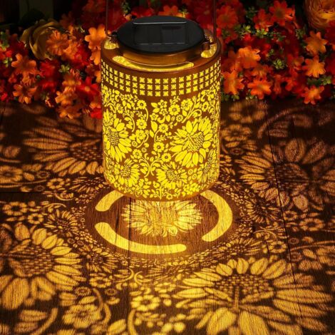 1 Lanterne Solaire Tournesol,Métal,LED Imperméable IP65,Décoratif,Cour,Patio
