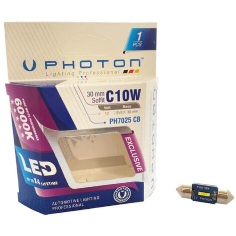 1 брой LED ЛЕД Крушка 1 SMD C10W 12V 30 mm Бяла Светлина 6000К Photon EXCLUSIVE серия Canbus без грешки
