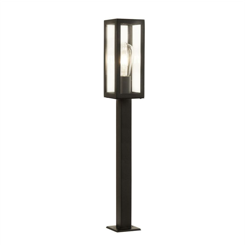 Searchlight Lighting - Searchlight Box - 1 Light Outdoor Tall Bollard Light Black with Clear Glass IP44, E27