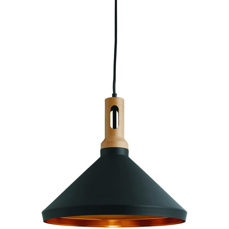 1 Light Dome Ceiling Pendant Black, Gold, E27 - Searchlight