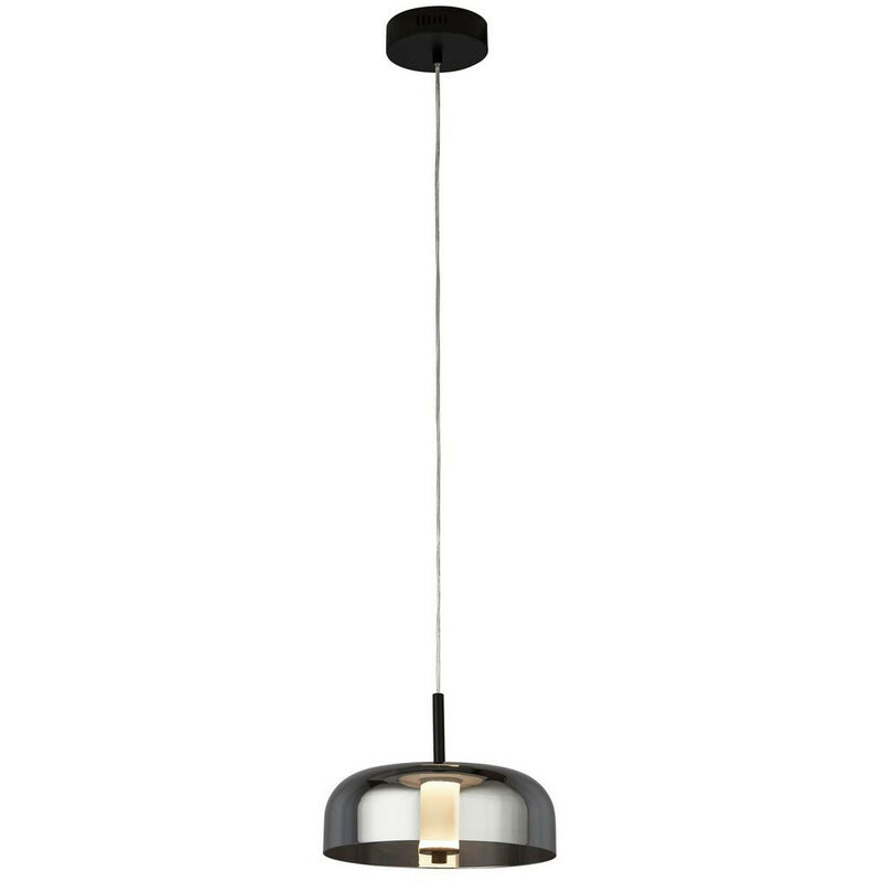 Frisbee 1 Light Led Pendant, Matt Black With Smoked Glass - Searchlight