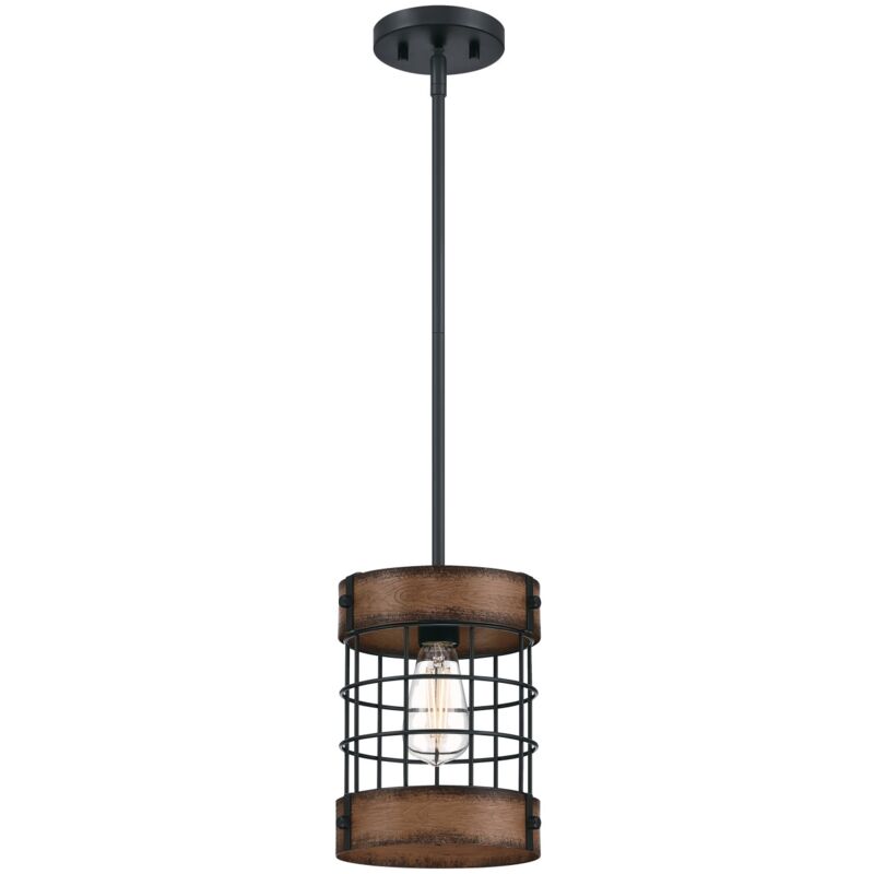 Image of 1-Light Pendant Langston Black / Barnwood