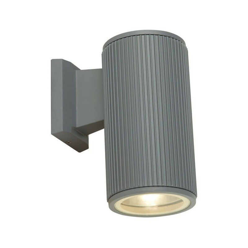 Outdoor 1 Light Wall Porch Light - Grey With Clear Glass Diffuser - Searchlight