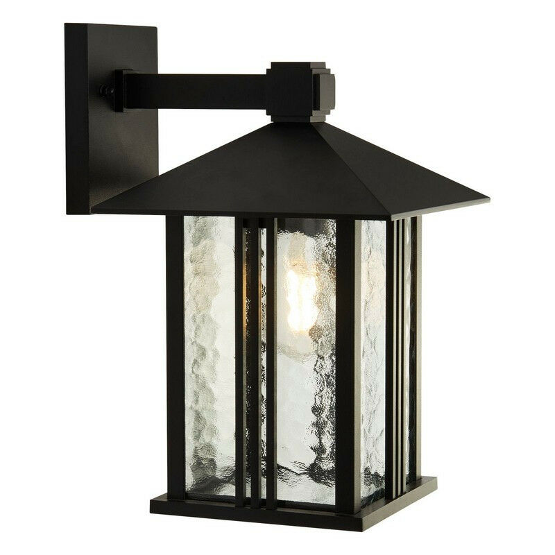 Venice 1 Light Outdoor Wall Porch Light - Black With Water Glass - Searchlight