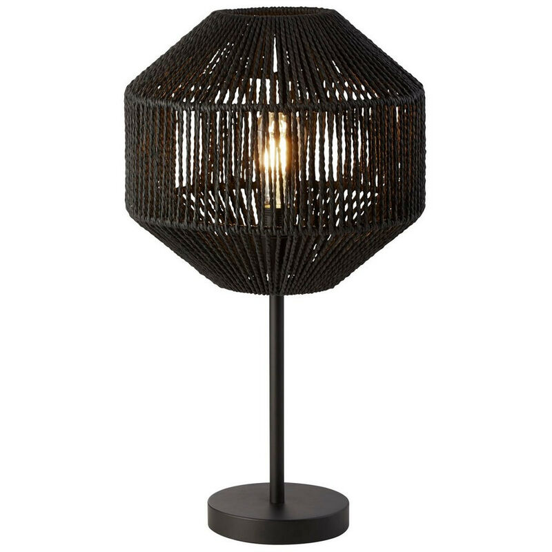 Wicker 1 Light Table Lamp, Black Wicker - Searchlight