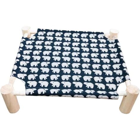 1 lit en toile pour animaux, cadre en pin massif, hamac surélevé respirant, pour chien et chat jusqu'à 17,5 kg