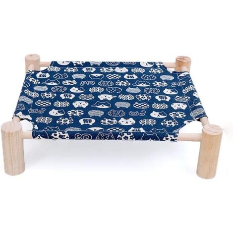 1 lit en toile pour animaux, cadre en pin, respirant, lavable, pour chien et chat, intérieur et extérieur