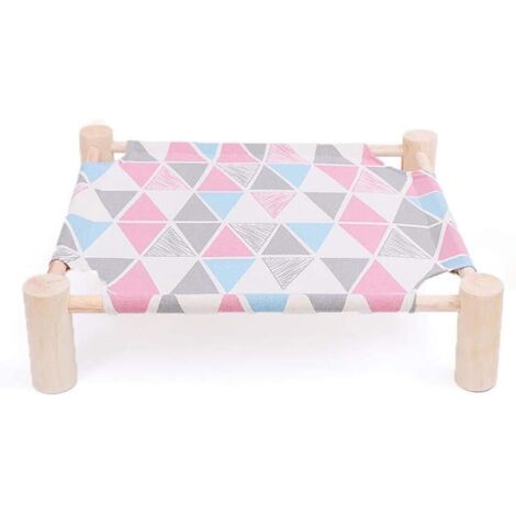 1 lit en toile pour chien et chat, cadre en pin massif, design surélevé respirant, idéal salon jardin