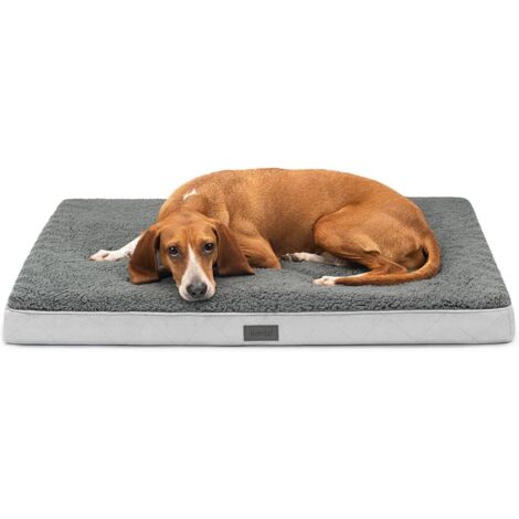 1 lit orthopédique pour chien, 91x69x8 cm, housse lavable, antidérapant, imperméable, peluche douce, gris