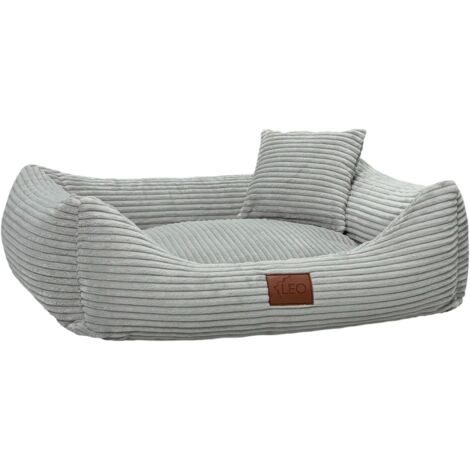 1 lit pour chien, velours côtelé, base antidérapante, housse lavable, gris, xl 115x90cm