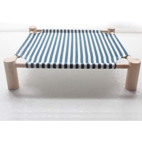 1 lit surélevé pour animaux, toile respirante, cadre en pin, lavable, intérieur et extérieur