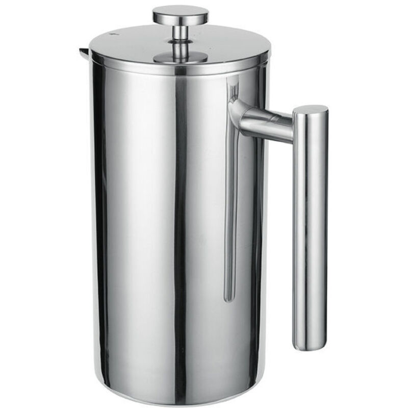 1-liter (5-cup) stainless steel French press, double-walled insulated thermos coffee maker, coffee press with replacement filters and instructions,