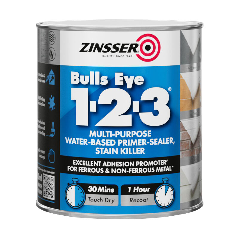 Zinsser Bulls Eye 1-2-3 - Primer-sealer - Stain Killer - 500ml - Grey