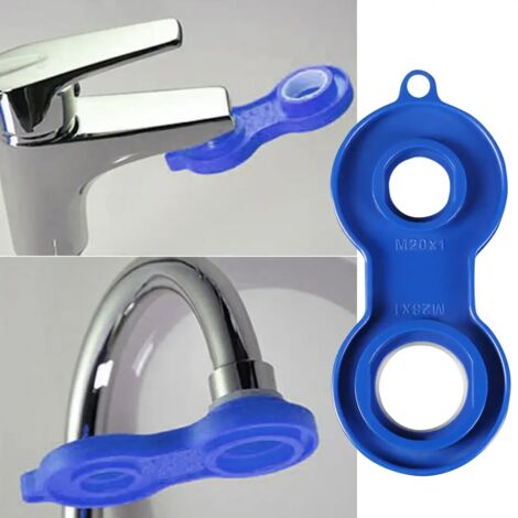 1 Llave universal para salida de agua, llave para aireador de grifo, herramienta de desmontaje y limpieza, cuatro lados disponibles, llave para aireador amarilla, llave para aireador azul