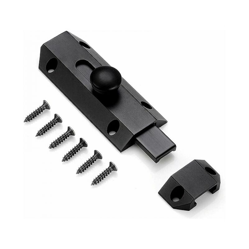 1 loquet de verrouillage de sécurité avec boulon en laiton épais pur, loquet de porte robuste, noir