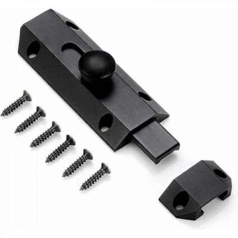 1 loquet de verrouillage de sécurité avec boulon en laiton épais pur, loquet de porte robuste, noir