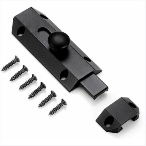 1 Loquet de verrouillage de sécurité avec targette en laiton épais pur, loquet de portail ultra résistant, noir