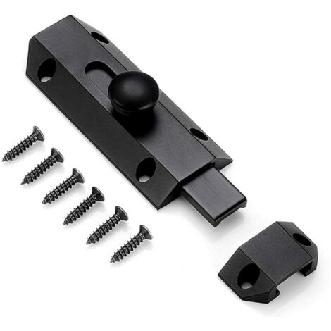 1 Loquet de verrouillage de sécurité avec targette en laiton épais pur, loquet de portail ultra résistant, noir