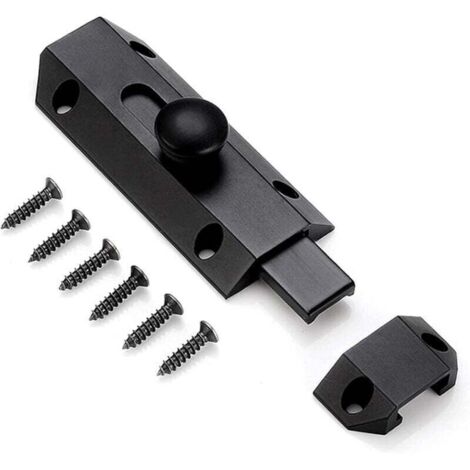 1 Loquet de verrouillage de sécurité avec targette en laiton épais pur, loquet de portail ultra résistant, noir