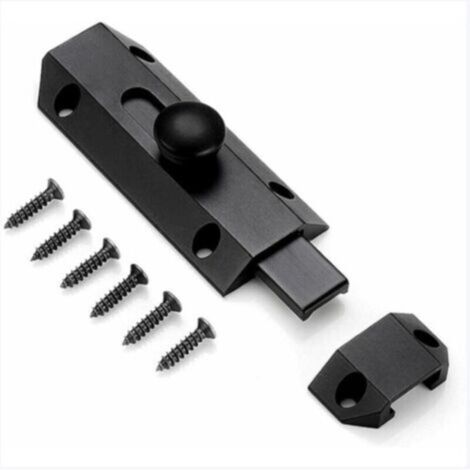 1 Loquet de verrouillage de sécurité avec targette en laiton épais pur, loquet de portail ultra résistant, noir