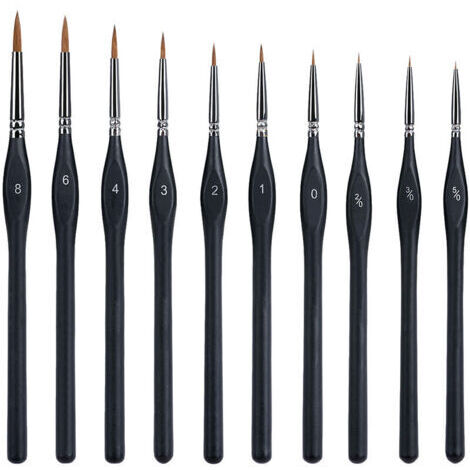 1 lot de 10 pinceaux de peinture, pinceau fin, mini pinceaux, pinceaux fins, petits pinceaux, micro pinceau, pinceau à pointe fine.
