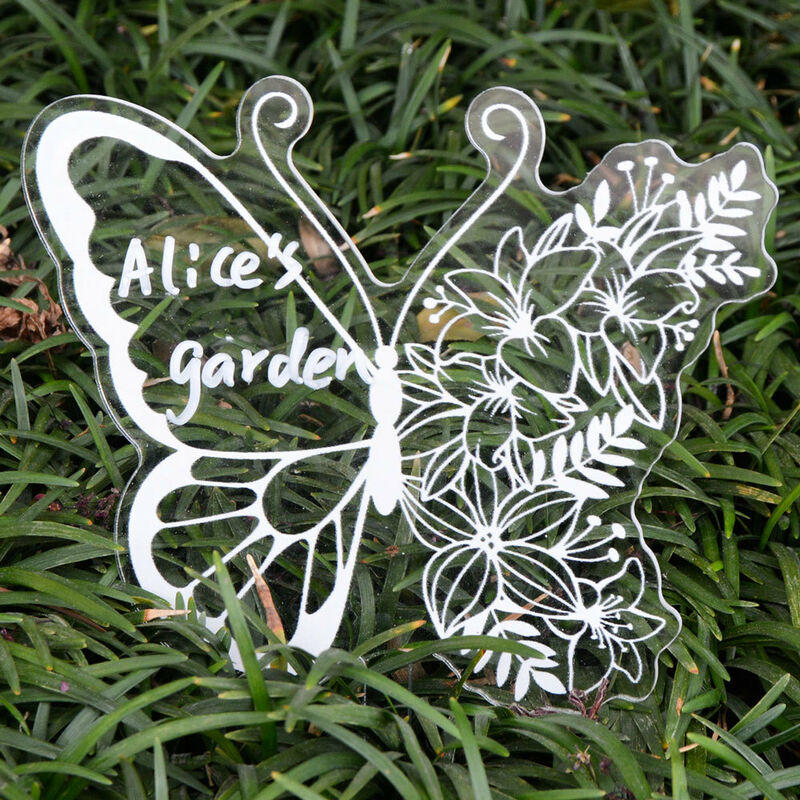 1 lot de 12 étiquettes pour jardinières - Papillon blanc, étiquettes en plastique, plantes miniatures, panneaux pour plantes potagères, piquets pour