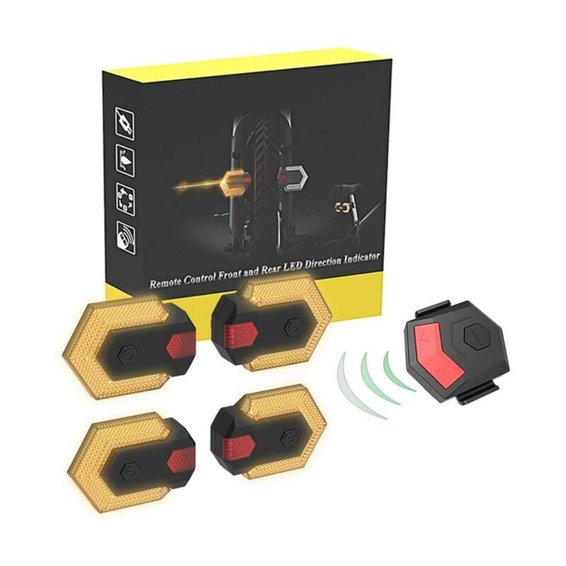 1 lot de clignotants avant et arrière pour vélo avec télécommande sans fil(Noir)-