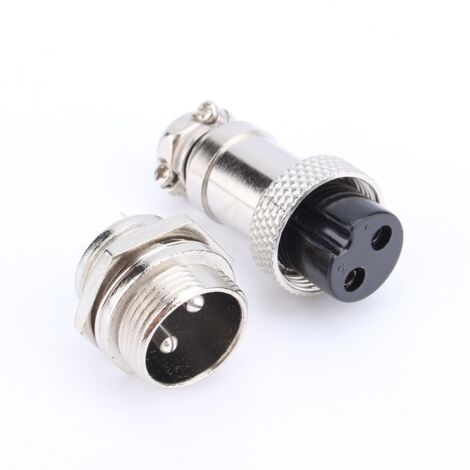 1 Lot de Prises d'Aviation GX16 Mâles et Femelles en Métal, GX16 2 Broches Aviation Connecteur (2 Broches)