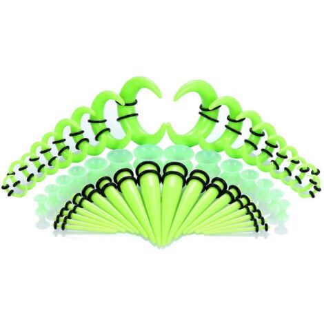 1. Lot d'extenseurs d'oreille 14G à 00G : Tapers en acrylique, plugs et tunnels en silicone pour piercing d'oreille. (157 caractères)