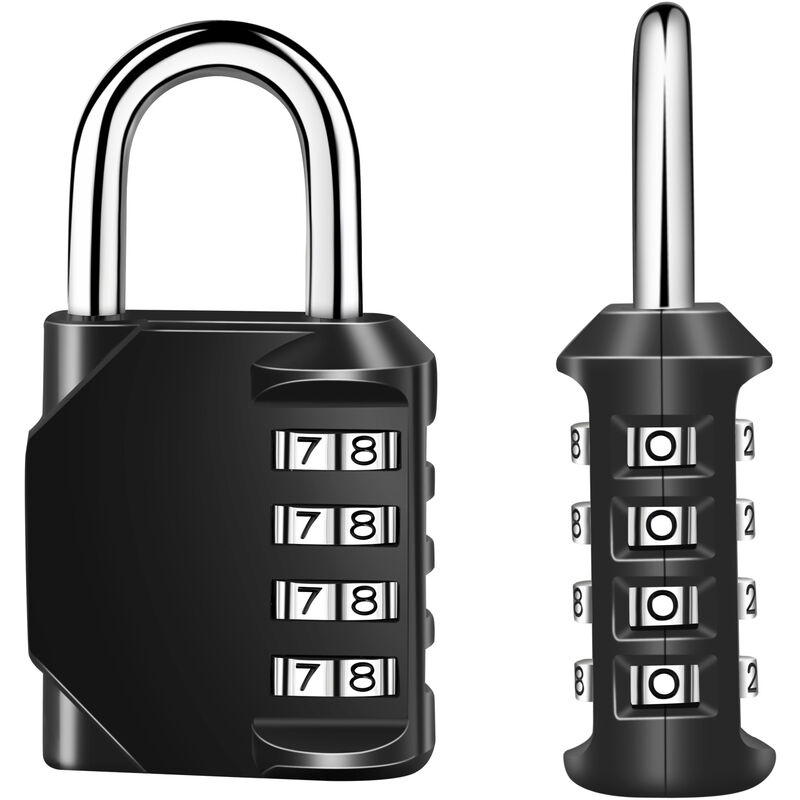 Image of Fortuneville - 1 lucchetto a combinazione a 4 cifre, lucchetto a combinazione in acciaio placcato lucchetto di sicurezza senza chiave per palestra,