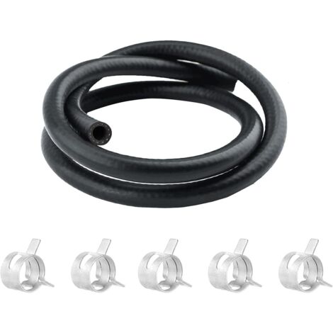 1 m 25/64" Ø 10mm de Tuyau Gaz D'essence Kit, Durite Essence Refroidissement, Pouces Conduite avec Colliers Serrage 5 Pièces pour Bateau Marin Diesel -