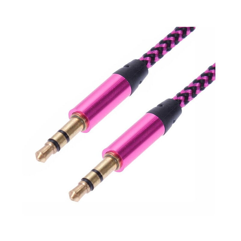 Image of 1 m gewebtes 3,5-mm-Aux-Kabel – Rosa