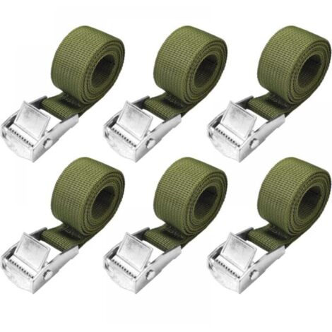 1 m Tie Down Straps - 6 Pack Short Ratchet Straps in Army Green with 25 mm Tight Buckle, 250 kg Bicycle Straps, Extremely Strong Motorcycle Straps YMYNY
