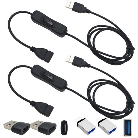 1 m USB-Verlängerungskabel – Doppelseitiges USB-C-Kabel mit Adaptern (2er-Pack), Strom- und Datenkabel für LED-Fernseher, PCs, Smartphones und alle USB-C-Geräte