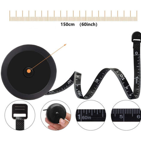 1 mètre ruban souple pour mesurer le tissu corporel, le processus de couture, de couture et de tricot, mesure de la perte de poids, ruban à mesurer double face noir