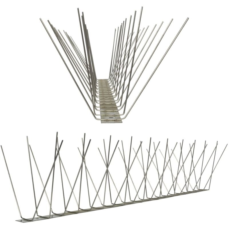 Pestsystems - 5 metri Dissuasori di picchi anti-piccione V2A-Standard con base di acciaio inossidabile - 4-striscia di Picchi antipiccione la