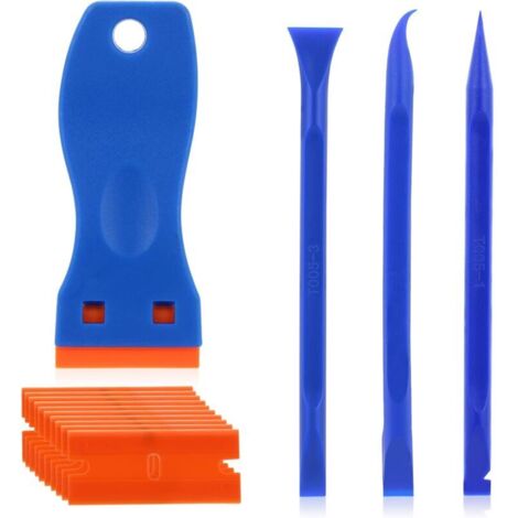 1 mini grattoir en plastique avec 10 lames en plastique et 3 bâtonnets de nettoyage à double extrémité, kit de grattoir en p