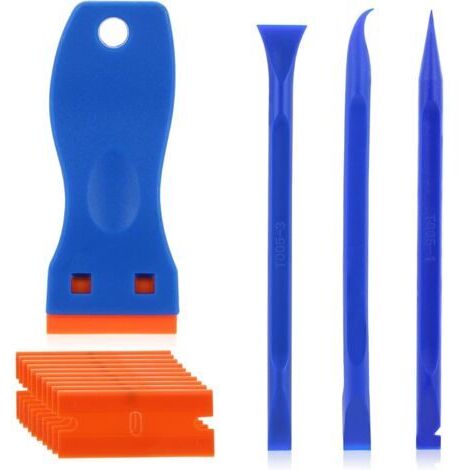 1 mini grattoir en plastique avec 10 lames en plastique et 3 bâtonnets de nettoyage à double extrémité, kit de grattoir en plastique multi usages, outils anti rayures