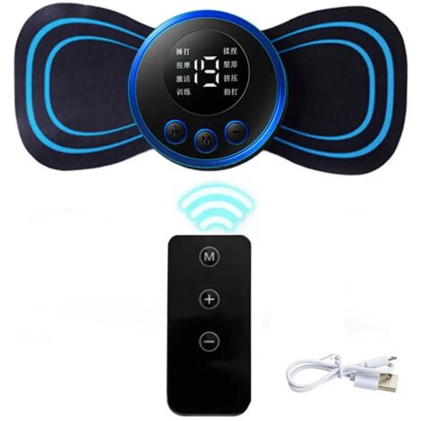 1 mini masseur musculaire EMS avec télécommande LCD, 8 modes, patch de massage cervical, stimulateur musculaire à impulsions, soulagement de la douleur05001-AquaForge