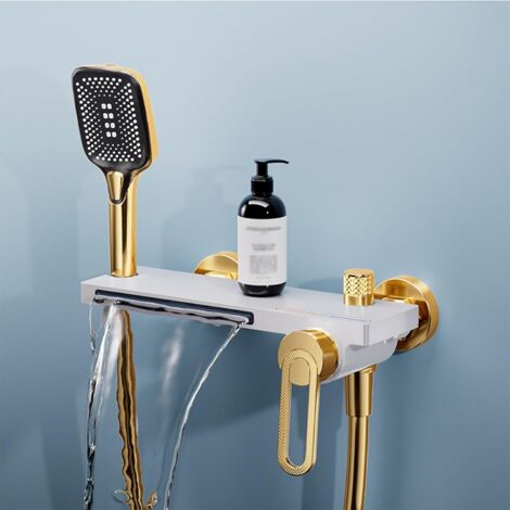 1 mitigeur baignoire cascade,laiton,douche murale,abs,acier inoxydable,salle de bain