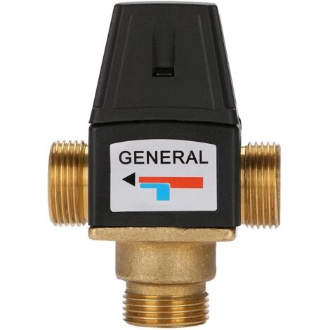1 mitigeur thermostatique, laiton, filetage mâle g, dn20, 3 voies, pour chauffe-eau solaire et chauffage au sol
