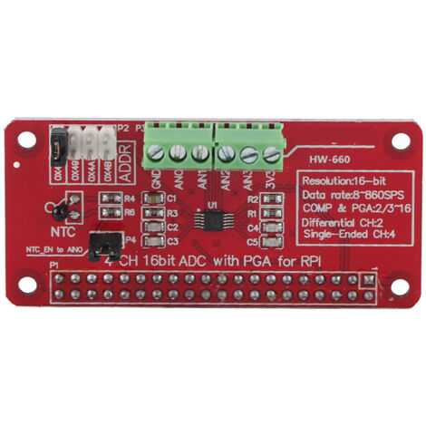 1 modulo convertitore analogico-digitale a 16 bit per Raspberry Pi 3/2/B+