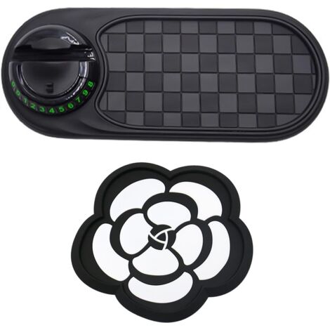 1 Morceau De Tapis Antidérapant Multifonctionnel pour Voiture Et 1 Morceau De Tapis Antidérapant en Forme De Fleur, Tapis De Support pour Téléphone Portable, Tapis De Fixation en Silicone.