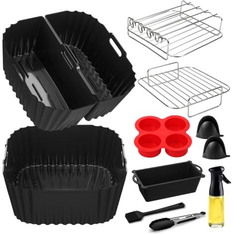 1 Moule Silicone, Carré Réutilisable, Double Grille, Pour Friteuse À Air 4,5L-8L