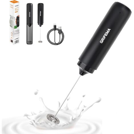 1 Mousseur à lait électrique, Rechargeable USB-C, 13000 tr/min, Acier inoxydable, Pour café, Latte, Matcha