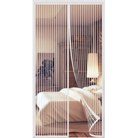 1 Moustiquaire Porte 80x210cm Fermeture Magnétique Automatique Filet Polyester Installation Adhésive Salon Patio