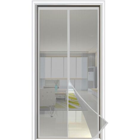1 Moustiquaire Porte Fenêtre Magnétique 90x220cm Gris, Installation Sans Perçage Pour Patio Et Couloir