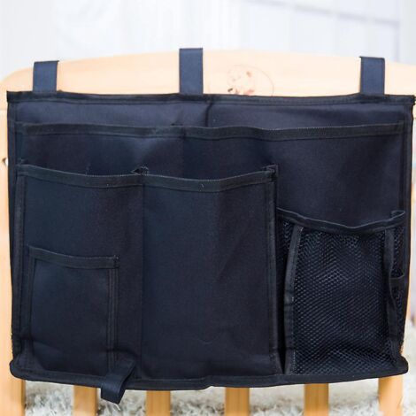 1 Noir  Organisateur De Chevet Lit Suspendu Sac De Rangement Stockage Couche-culotte Magazine Tlcommande Tlphone Lunettes Livres Jouets Cl Pour Do